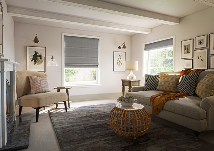 Esme, Weathered Grey - Motorised Roman Blind - Image 6